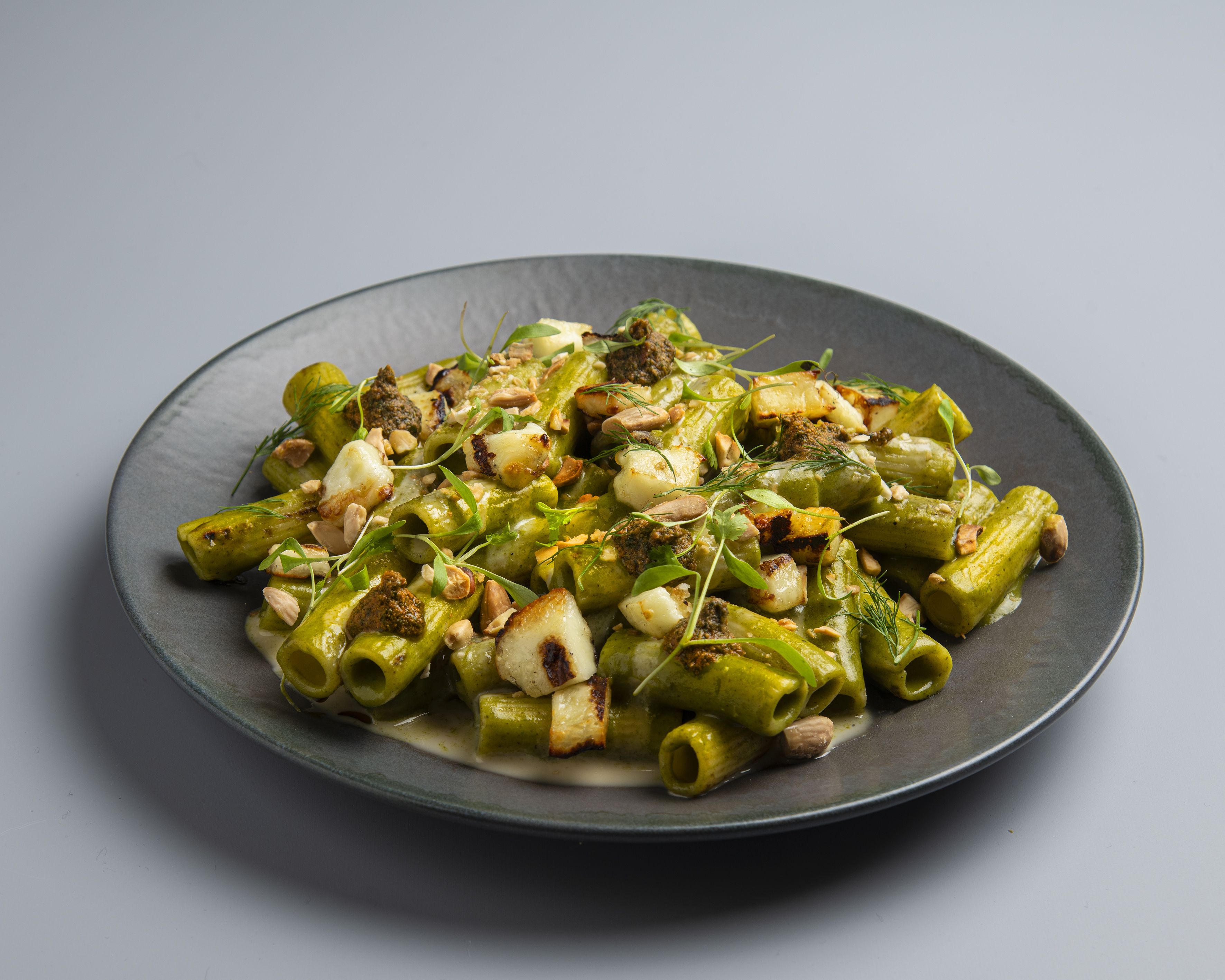 Rigatoni cremoso de espinacas